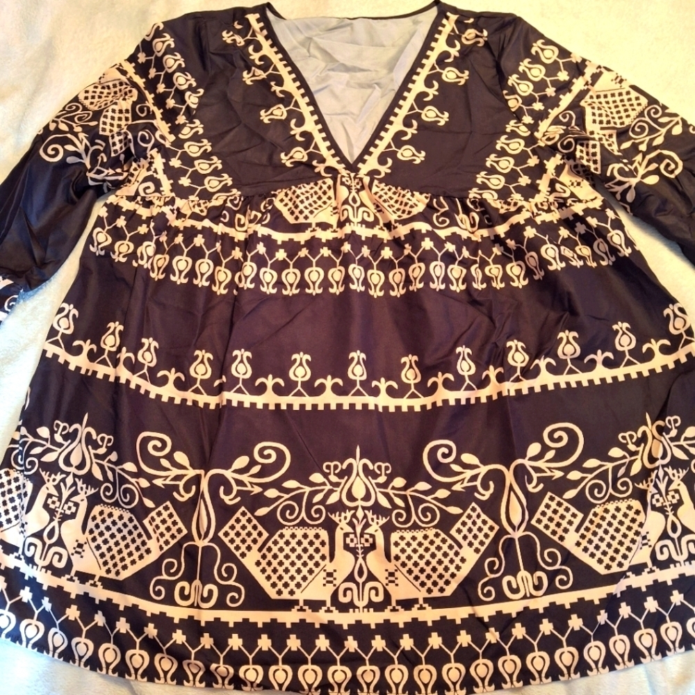 Black and Cream Patterned Dress
